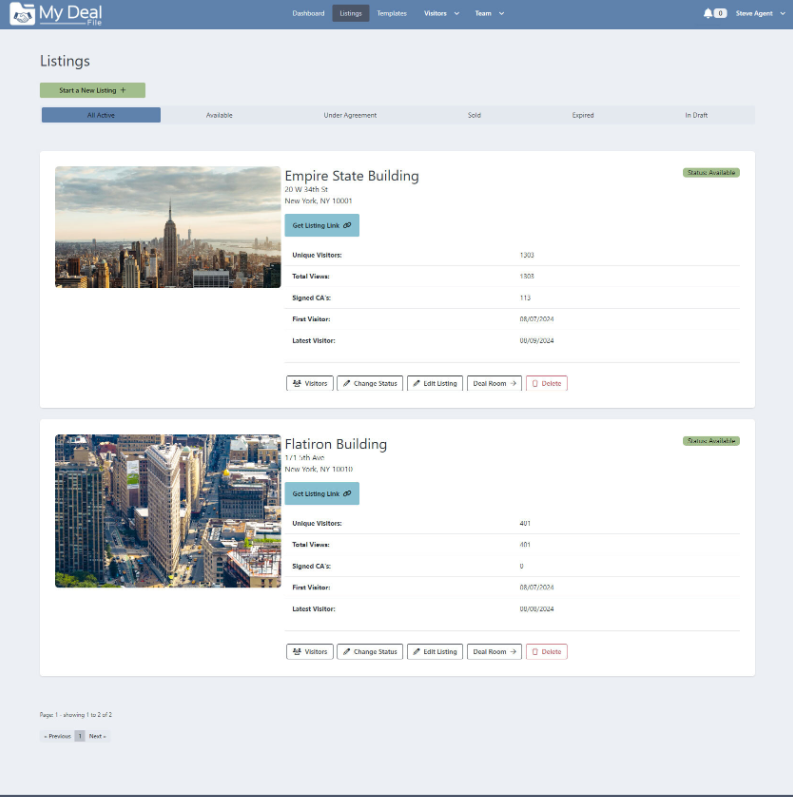 screenshot of My Deal File